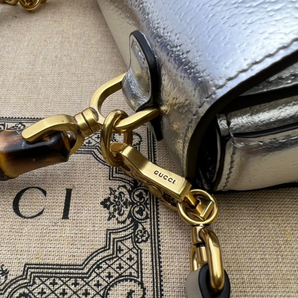 G*u*i mini top handle bag with bamboo