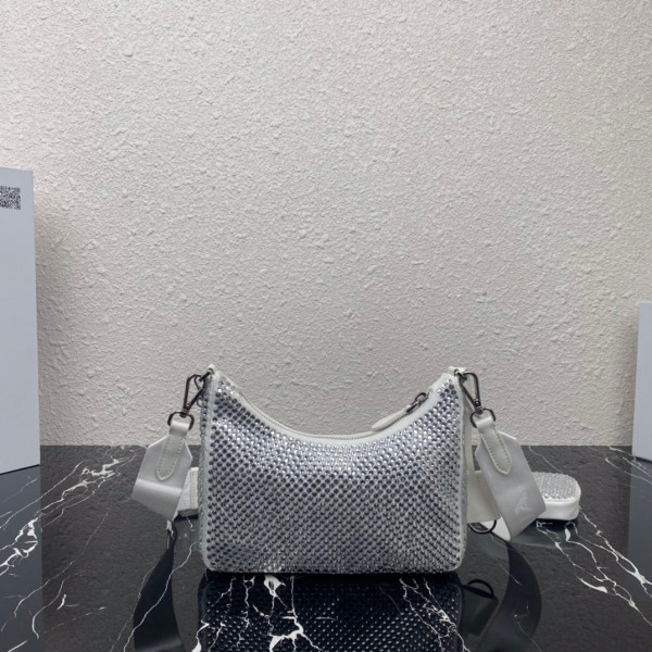 Pra*a re-edition 2005 satin bag with crystals