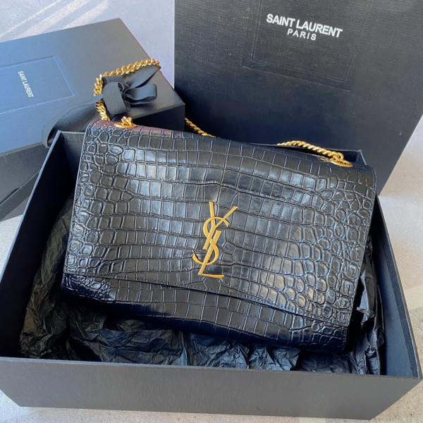 Y*L kate medium reversible in suede and crocodile-embossed leather
