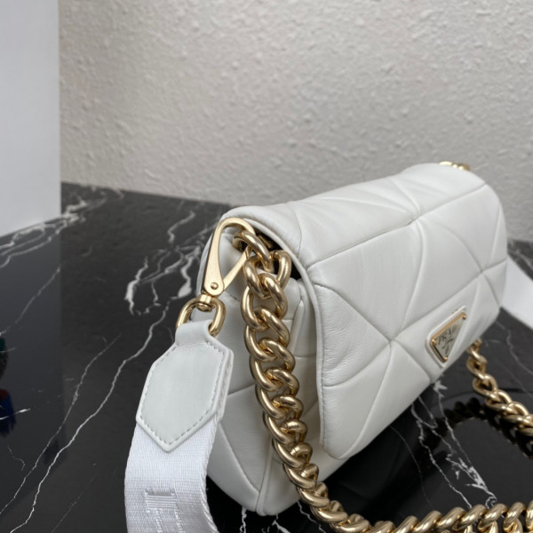 Pra*a system nappa leather patchwork bag