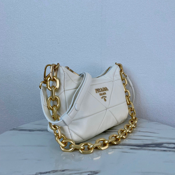 Pra*a system nappa leather patchwork bag