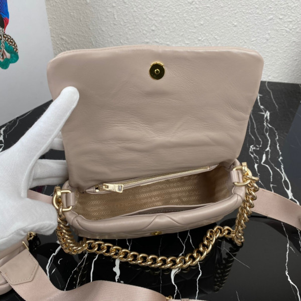 Pra*a system nappa leather patchwork bag