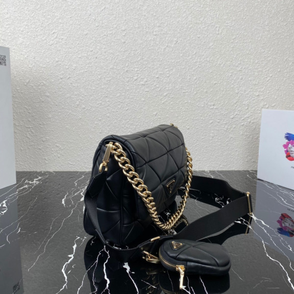 Pra*a system nappa leather patchwork bag