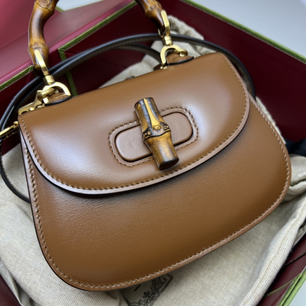 G*u*i mini top handle bag with bamboo