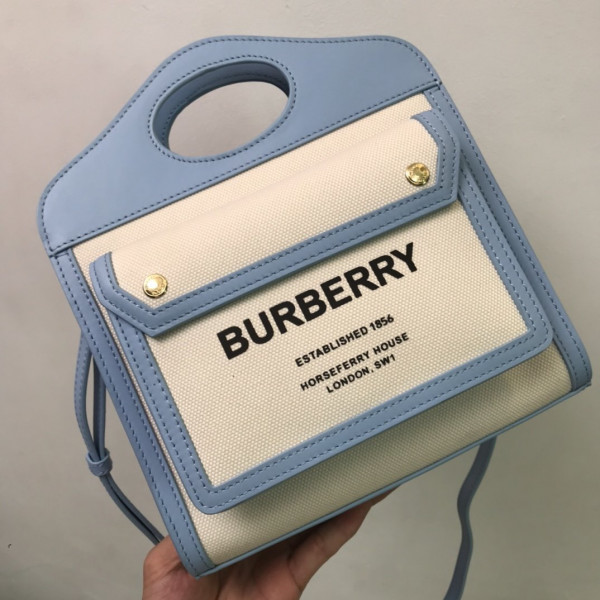 B**rry mini two-tone canvas and leather pocket bag