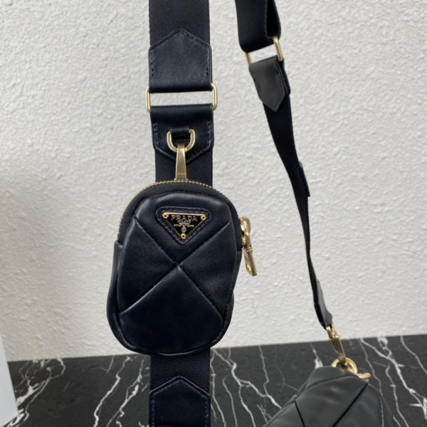 Pra*a system nappa leather patchwork bag
