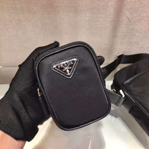 Pra*a re-nylon and saffiano leather shoulder bag