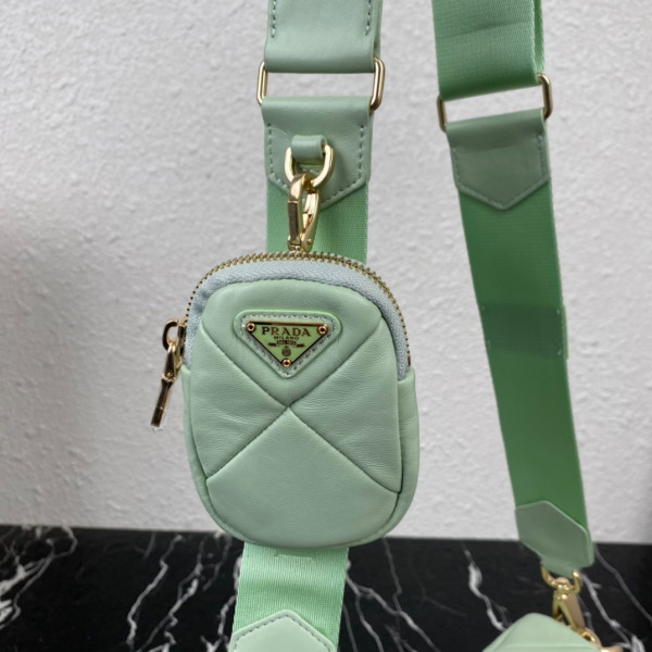 Pra*a system nappa leather patchwork bag