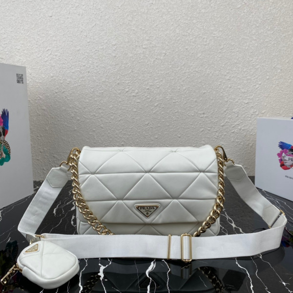 Pra*a system nappa leather patchwork bag