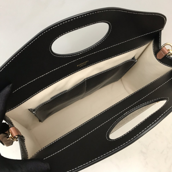 B**rry medium two-tone canvas and leather pocket tote