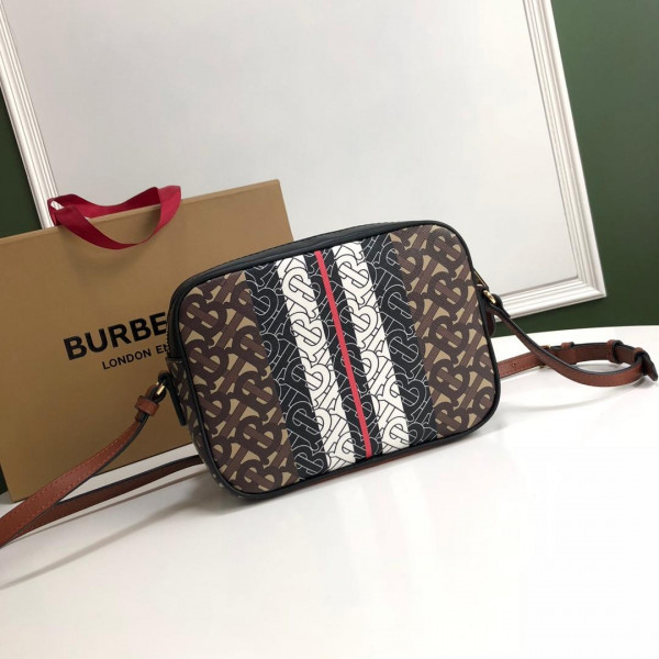B**rry medium monogram stripe e-canvas camera bag