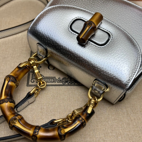 G*u*i mini top handle bag with bamboo