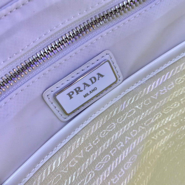 Pra*a signaux nylon and leather hobo bag