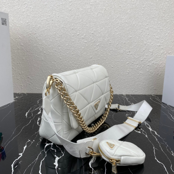 Pra*a system nappa leather patchwork bag