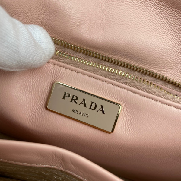 Pra*a system nappa leather patchwork bag