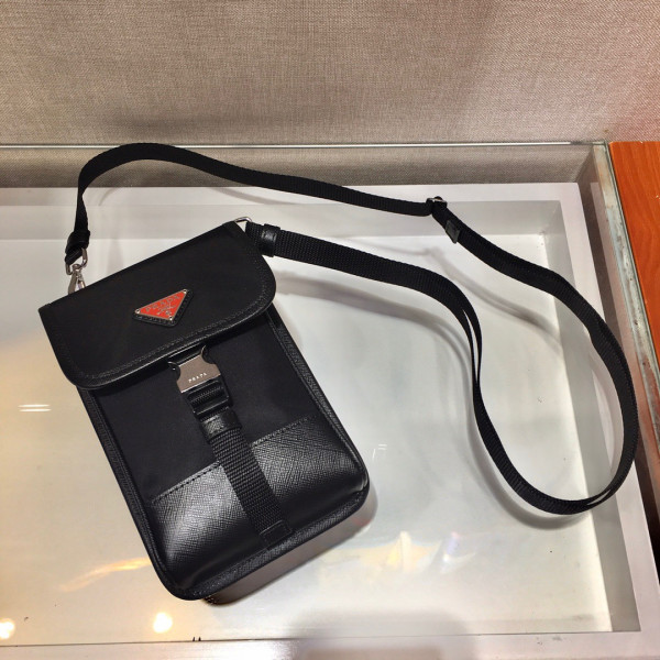 Pra*a nylon and saffiano leather smartphone case