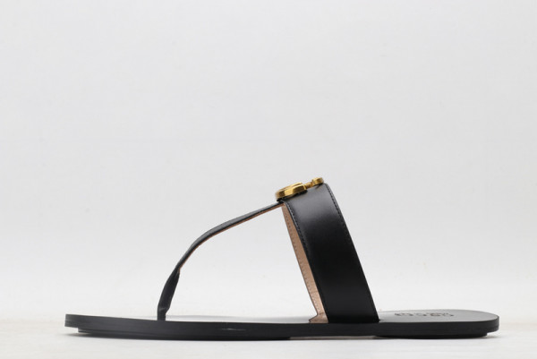 G*u*i leather thong sandal with double g