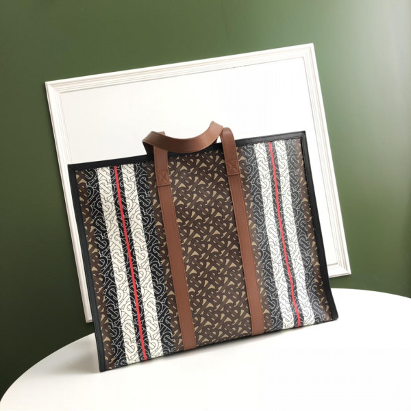 B**rry tmonogram stripe print e-canvas toe bag