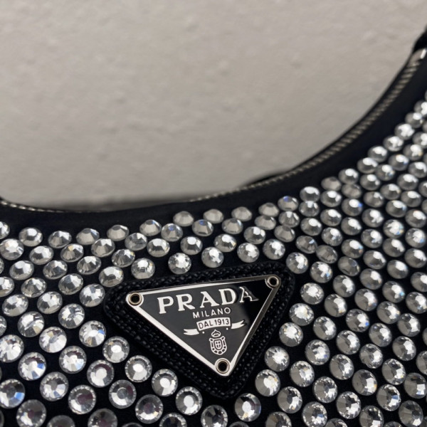 Pra*a re-edition 2005 satin bag with crystals