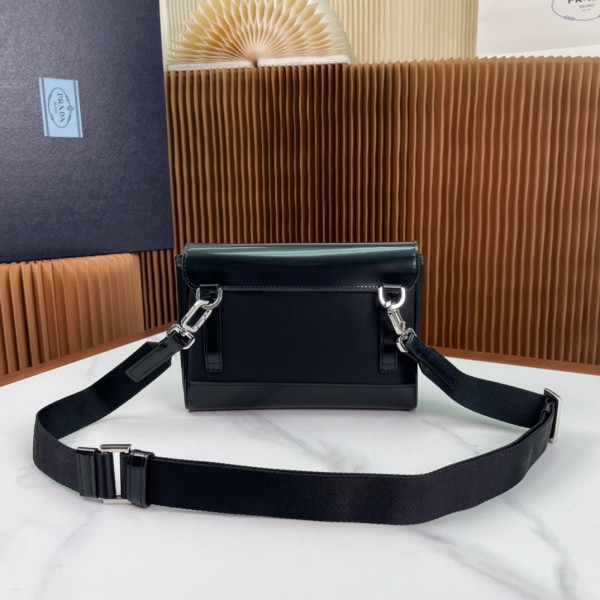 Pra*a re-nylon and leather shoulder bag