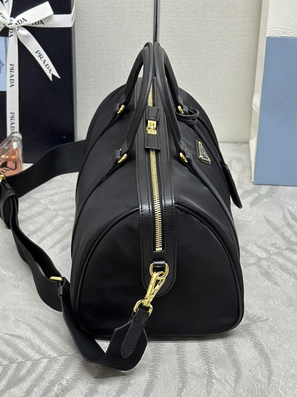 Pra*a re-nylon and saffiano leather top-handle bag