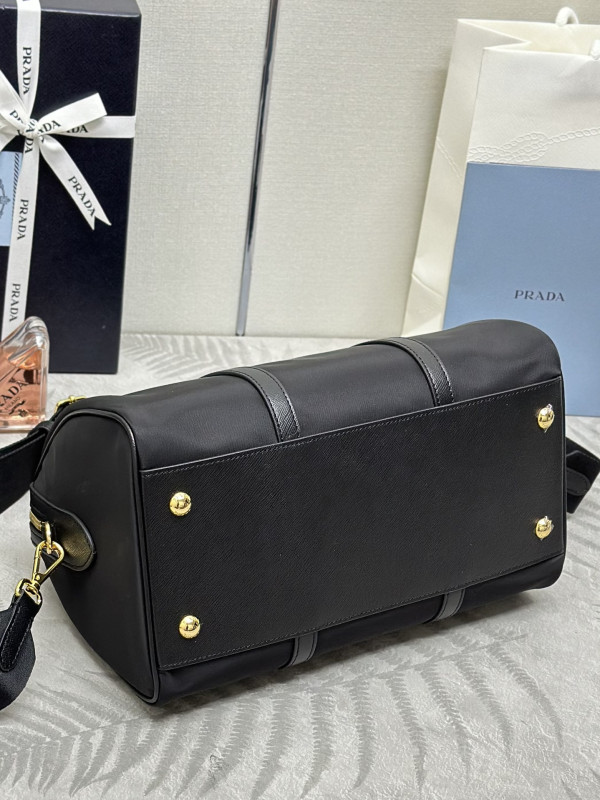 Pra*a re-nylon and saffiano leather top-handle bag