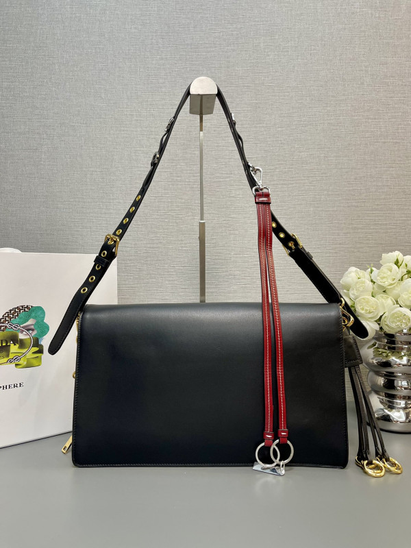 Pra*a soft sound large leather shoulder bag with charms
