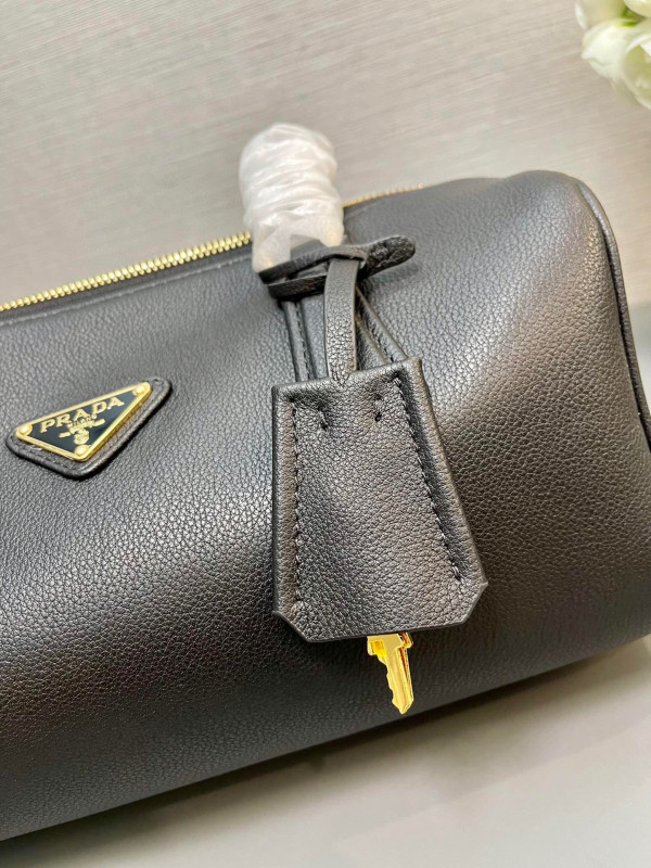 Pra*a re-nylon medium top-handle bag with padlock
