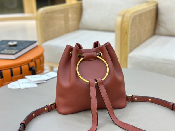 Chloe bracelet backpack in grained leather- 22*20*10.5cm