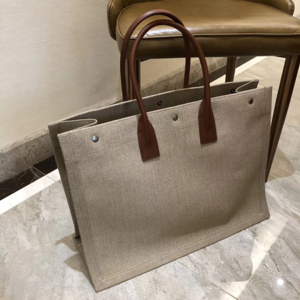 Y*L rive gauche tote bag in printed linen and leather